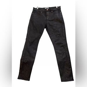 Ann Taylor LOFT Skinny Jeans Sz 6/28 R Black Metallic Copper Sparkle